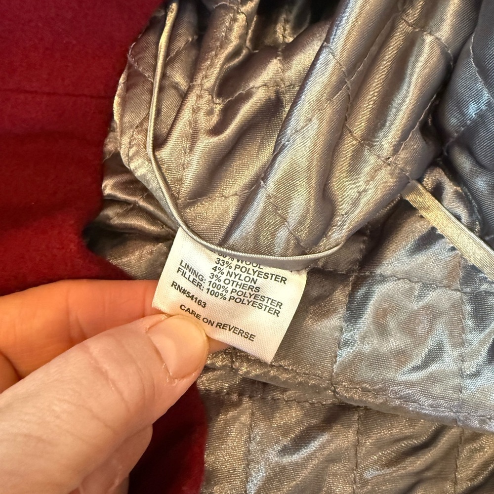 Calvin Klein Wool Blend Peacoat Size Large Women's Dark Red Jacket Zipper Front - Picture 5 of 7